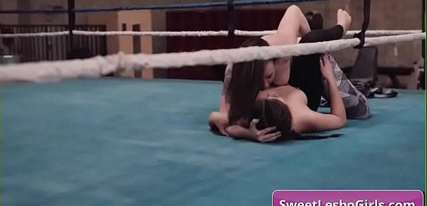  Sexy wrestling natural big tit lesbos Kendra Spade, Sinn Sage eating pussy in the fight ring
